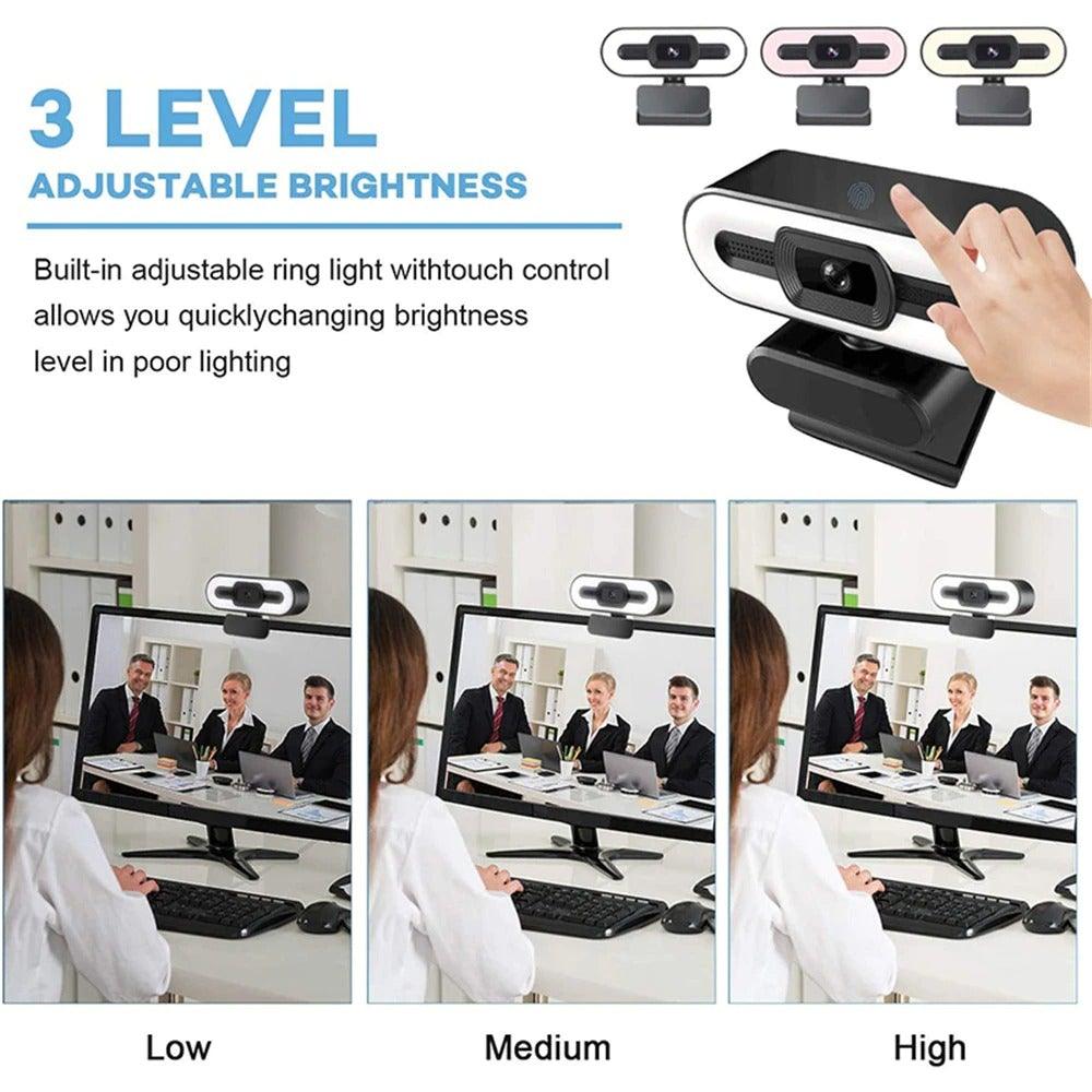 2K Webcam Web Camera Study Chat Work PC Laptop Desktop USB With Microphone WebCamera Home Auto Light Correction for Desktop Laptop Streaming Computer USB Web Camera