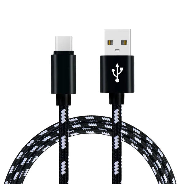 1M Grid Braided Cotton Fast USB Type C USB Data Charger Charging Cable