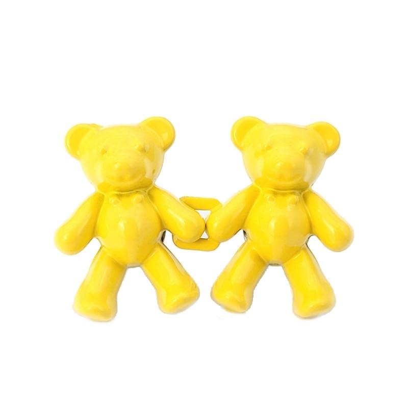 2Pcs Bear Shaped Adjustable Jean Button Waist Buckle Snap Pants Buckle Extender Replacement Jeans Button Safety Pins No Sew Detachable Waist Body Fit Tighten Safety Pins