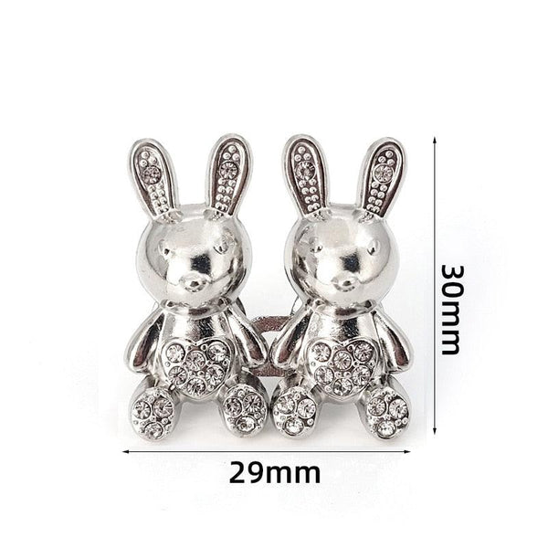 2Pcs Bear Shaped Adjustable Jean Button Waist Buckle Snap Pants Buckle Extender Replacement Jeans Button Safety Pins No Sew Detachable Waist Body Fit Tighten Safety Pins