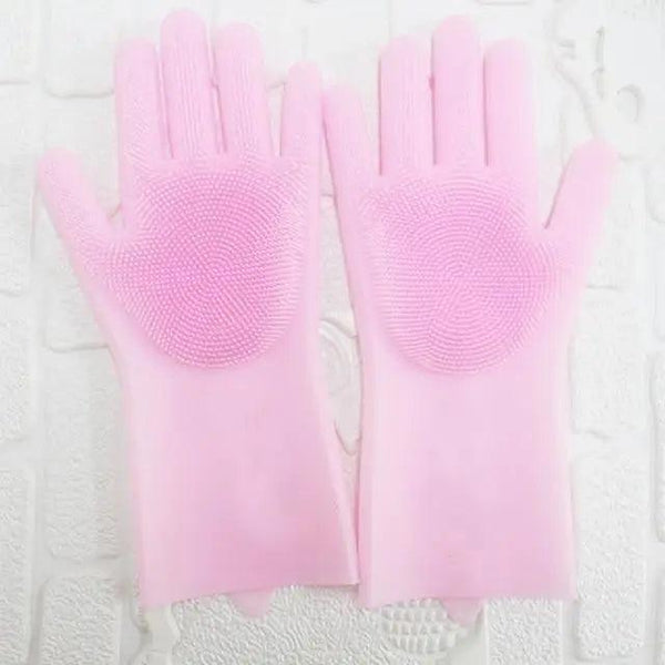 2PCS Cleaning Sponge Gloves Multifunction Silicone Cleaning Magic Gloves Dish Washing Gloves For Kitchen Household Plate Washing  Reusable Cleaning Gloves For Housework