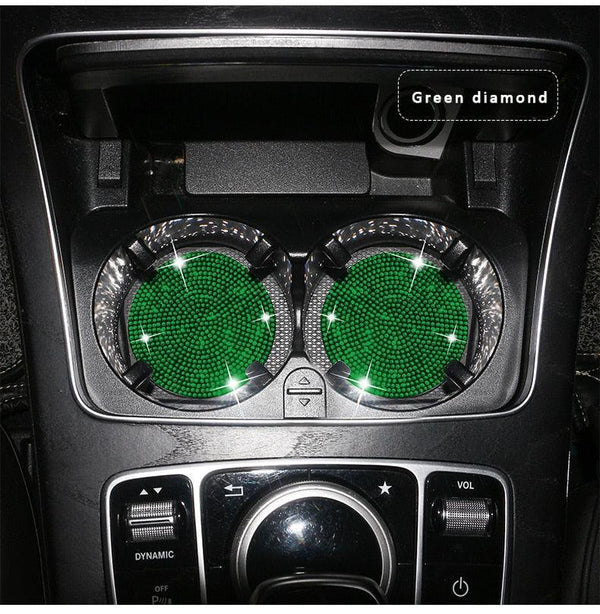 2PCS Diamond Car Coaster Water Cup Slot Non-Slip Mat Silica Gel Pad Bling Car Coasters Silicone Crystal Car Cup Holder Mat Car Gadget Universal Bling Car Cup Mat Holder Insert Crystal Rhinestone Vehicle Cup Coaster Bling Car Accessories for Woman
