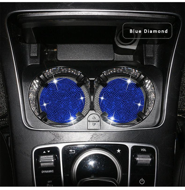 2PCS Diamond Car Coaster Water Cup Slot Non-Slip Mat Silica Gel Pad Bling Car Coasters Silicone Crystal Car Cup Holder Mat Car Gadget Universal Bling Car Cup Mat Holder Insert Crystal Rhinestone Vehicle Cup Coaster Bling Car Accessories for Woman