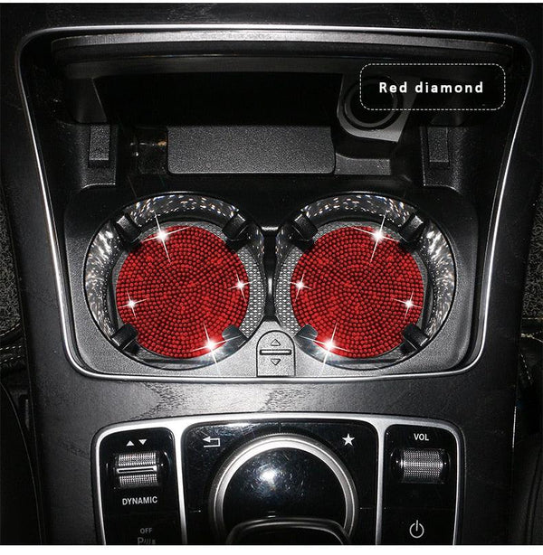 2PCS Diamond Car Coaster Water Cup Slot Non-Slip Mat Silica Gel Pad Bling Car Coasters Silicone Crystal Car Cup Holder Mat Car Gadget Universal Bling Car Cup Mat Holder Insert Crystal Rhinestone Vehicle Cup Coaster Bling Car Accessories for Woman