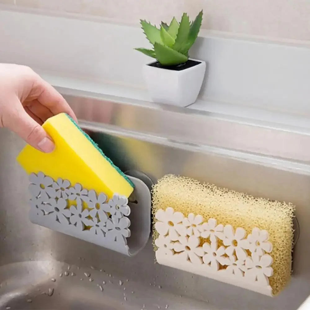 2PCS Durable Kitchen Bathroom Drying Rack Toilet Sink Suction Sponges Holder Rack Suction Cup Dish Cloths Holder Scrubbers Soap Storage
