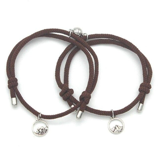 2Pcs Minimalist Magnetic Couple Bracelet Braided Rope Lover Friendship Matching Distance Relationship Matching Handmade Bracelets With Mutual Attraction Magnetic Bells Friendship Rope Bracelet