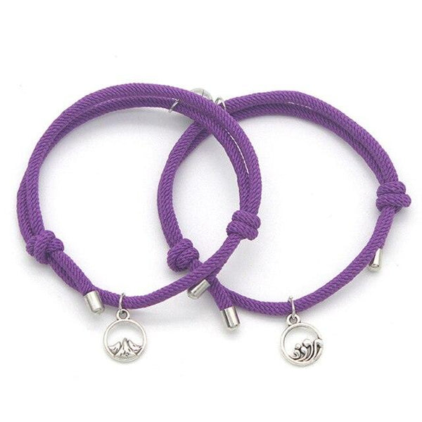2Pcs Minimalist Magnetic Couple Bracelet Braided Rope Lover Friendship Matching Distance Relationship Matching Handmade Bracelets With Mutual Attraction Magnetic Bells Friendship Rope Bracelet