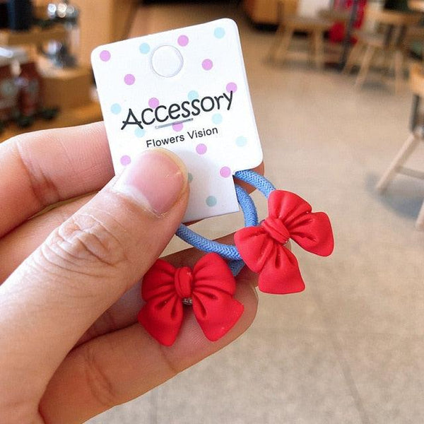 2PCS New Cute Princess Bowknot Headwear Kids Elastic Hair Bands Children Ropes Girls Cartoon Accessories Baby Headdress Gorgeous Hair Accessories For Women