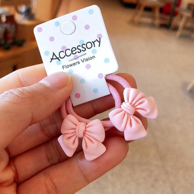 2PCS New Cute Princess Bowknot Headwear Kids Elastic Hair Bands Children Ropes Girls Cartoon Accessories Baby Headdress Gorgeous Hair Accessories For Women