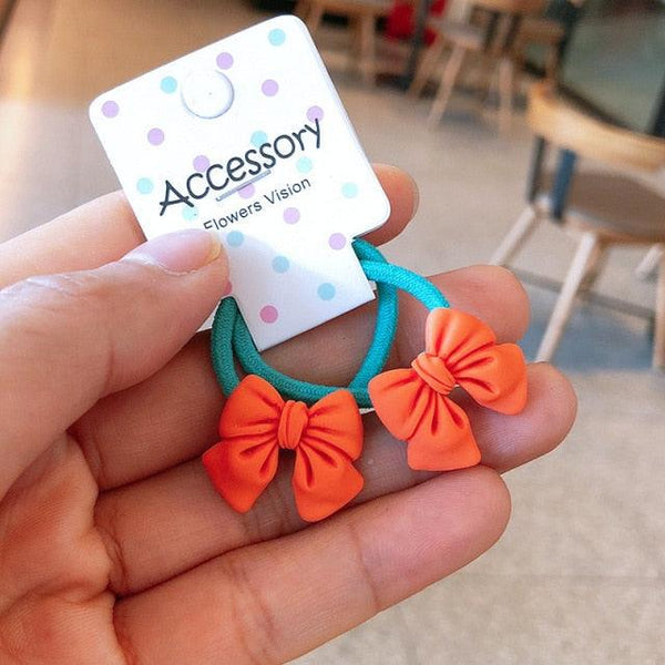 2PCS New Cute Princess Bowknot Headwear Kids Elastic Hair Bands Children Ropes Girls Cartoon Accessories Baby Headdress Gorgeous Hair Accessories For Women