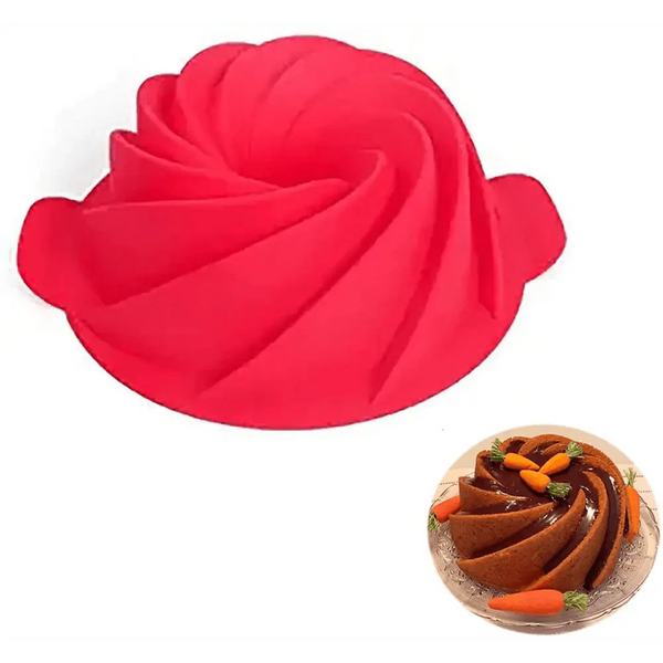 2PCS New Luxury Large Spiral shape silicone Bundt Cake Pan 10- inch, Bread Bakeware Mold baking Tools Cyclone Shape Cake Mould  Baking Tool