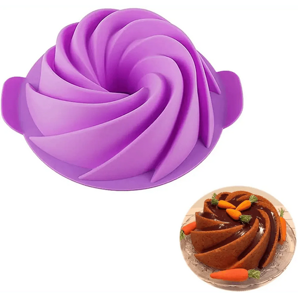 2PCS New Luxury Large Spiral shape silicone Bundt Cake Pan 10- inch, Bread Bakeware Mold baking Tools Cyclone Shape Cake Mould  Baking Tool