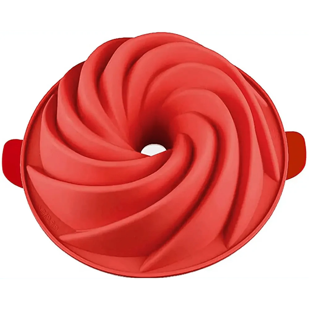 2PCS New Luxury Large Spiral shape silicone Bundt Cake Pan 10- inch, Bread Bakeware Mold baking Tools Cyclone Shape Cake Mould  Baking Tool