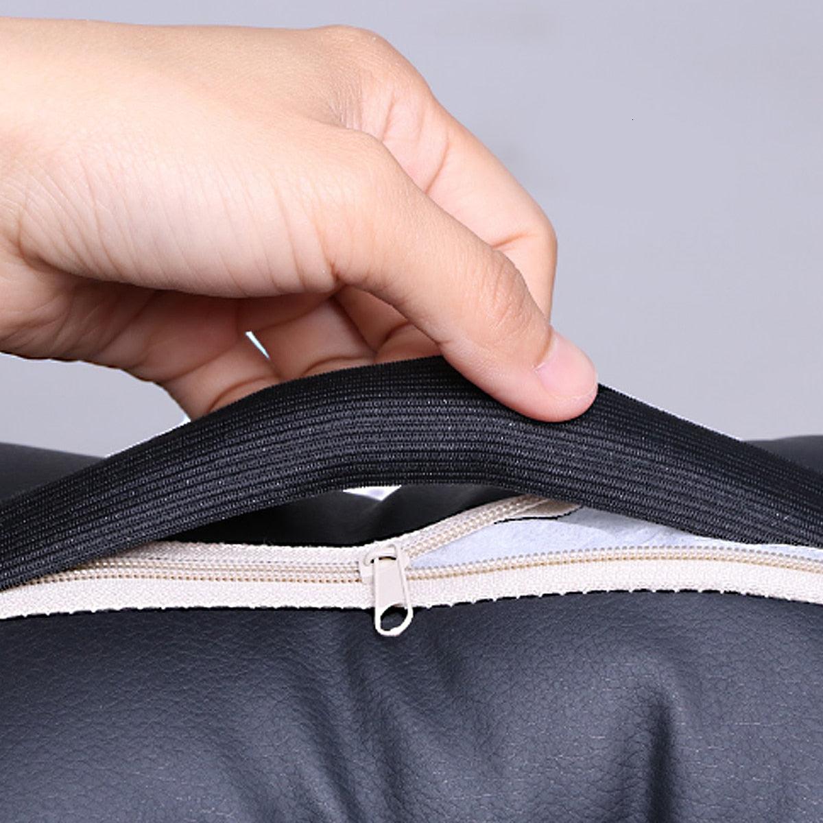 2Pcs PU Leather Knitted Car Pillows Headrest Neck Rest Cushion Support Seat Accessories Auto Black Safety Pillow Universal Decor Car Neck Pillows Headrest Relief Filled Fiber Universal Car Pillow Both Side Pu Leather  Pack Headrest For Car Neck Pillow