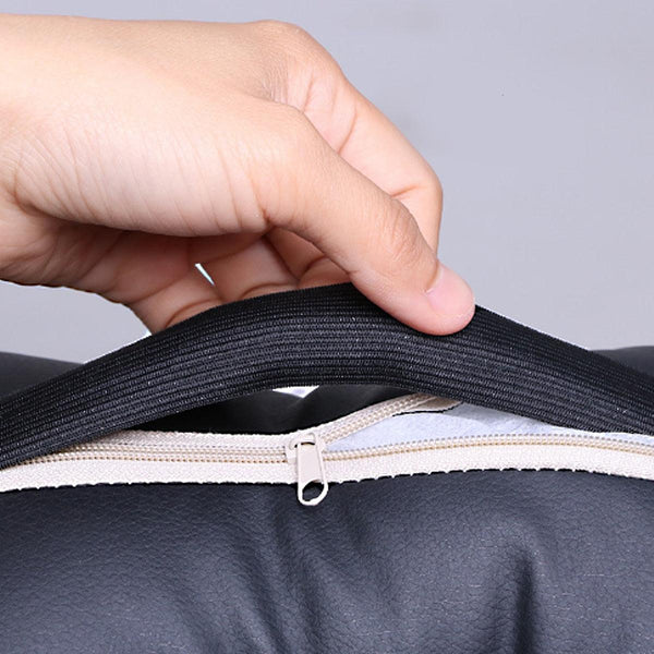 2Pcs PU Leather Knitted Car Pillows Headrest Neck Rest Cushion Support Seat Accessories Auto Black Safety Pillow Universal Decor Car Neck Pillows Headrest Relief Filled Fiber Universal Car Pillow Both Side Pu Leather  Pack Headrest For Car Neck Pillow