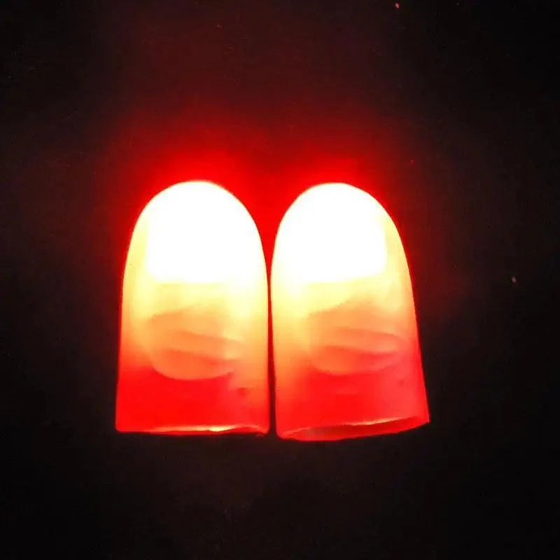 2pcs Red Lightup Magic Thumbs LED Magic Fingers Tricks Thumb Props Amazing Ultra Bright Light Festival Party Toys Illusion Magic Gadgets