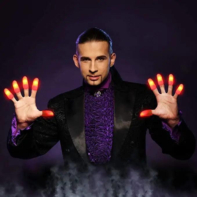2pcs Red Lightup Magic Thumbs LED Magic Fingers Tricks Thumb Props Amazing Ultra Bright Light Festival Party Toys Illusion Magic Gadgets