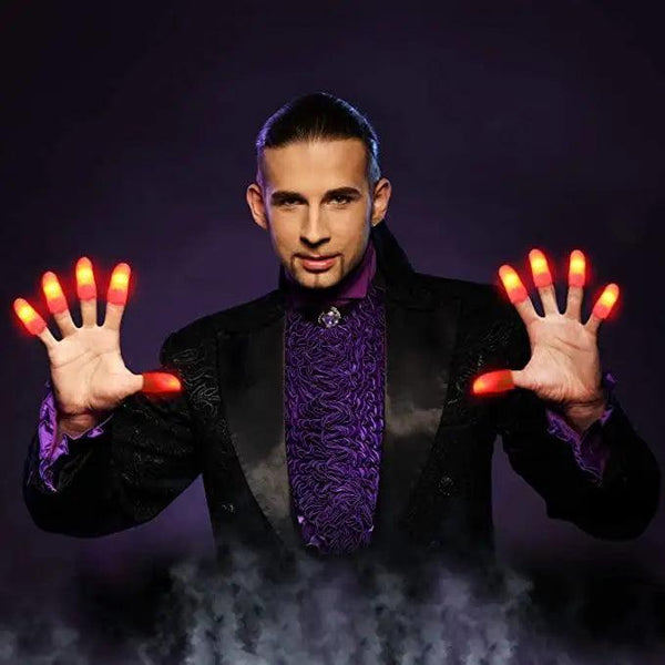 2pcs Red Lightup Magic Thumbs LED Magic Fingers Tricks Thumb Props Amazing Ultra Bright Light Festival Party Toys Illusion Magic Gadgets