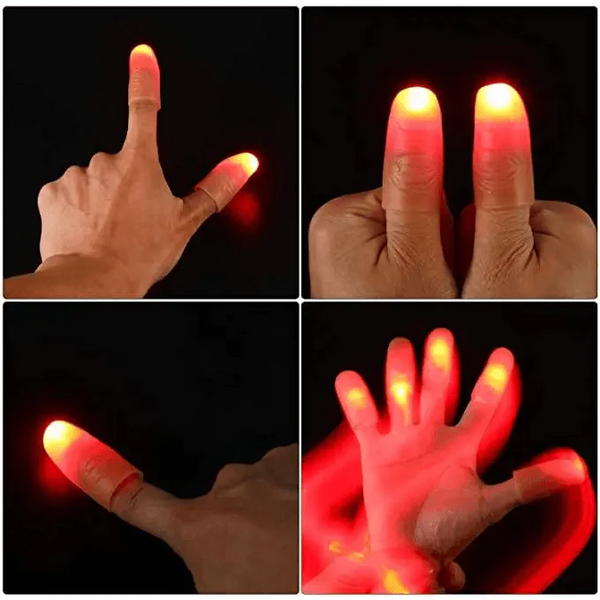 2pcs Red Lightup Magic Thumbs LED Magic Fingers Tricks Thumb Props Amazing Ultra Bright Light Festival Party Toys Illusion Magic Gadgets