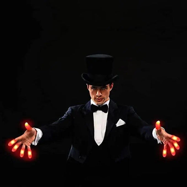 2pcs Red Lightup Magic Thumbs LED Magic Fingers Tricks Thumb Props Amazing Ultra Bright Light Festival Party Toys Illusion Magic Gadgets