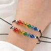 2Pcs/ Set Rainbow Bracelet Rainbow Rope Jewelry Women Men Modern Adjustable Bracelet Gift Couple Cord Bracelets Rainbow Friendship Bracelets Relationship Connection Bracelet For Women