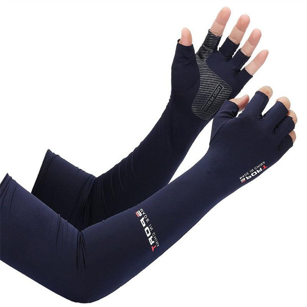 2pcs Sport 5-finger Arm Sleeves One Size Compression Long Arm Cover Cycling Running Fishing Climbing Arm Cover Outdoor Sport Sun UV Protection Ice Cool Sleeves Comfortable Men Long Arm Covers