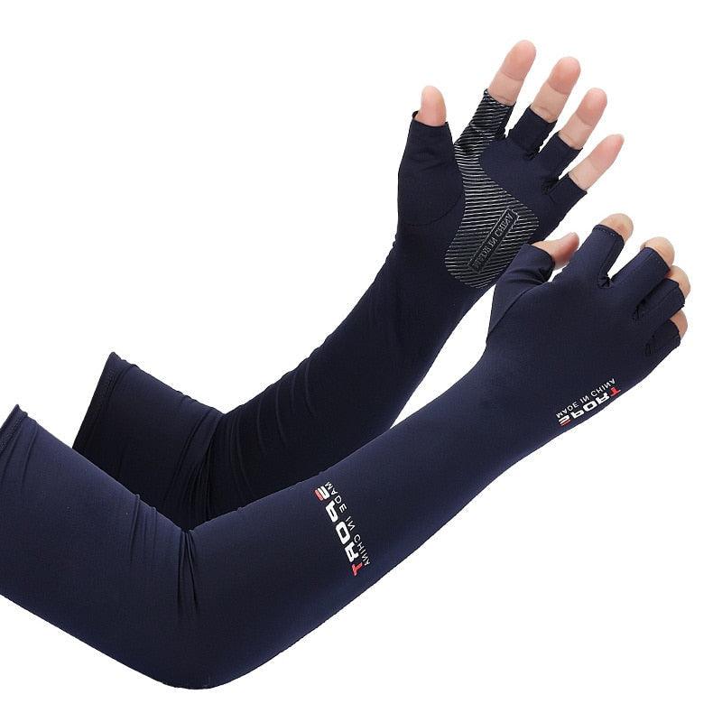 2pcs Sport 5-finger Arm Sleeves One Size Compression Long Arm Cover Cycling Running Fishing Climbing Arm Cover Outdoor Sport Sun UV Protection Ice Cool Sleeves Comfortable Men Long Arm Covers