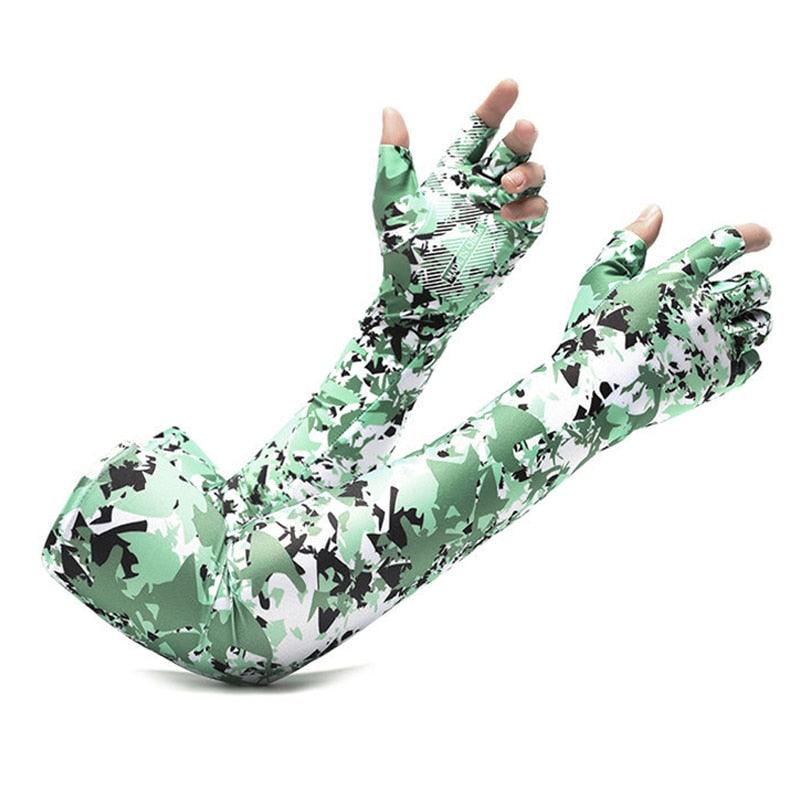 2pcs Sport 5-finger Arm Sleeves One Size Compression Long Arm Cover Cycling Running Fishing Climbing Arm Cover Outdoor Sport Sun UV Protection Ice Cool Sleeves Comfortable Men Long Arm Covers