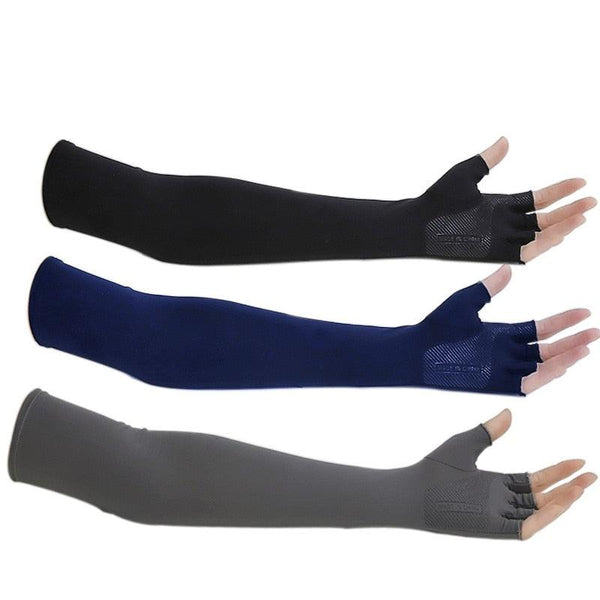 2pcs Sport 5-finger Arm Sleeves One Size Compression Long Arm Cover Cycling Running Fishing Climbing Arm Cover Outdoor Sport Sun UV Protection Ice Cool Sleeves Comfortable Men Long Arm Covers