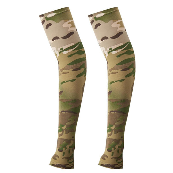 2PCS Tactical Camouflage Sports Arm Sleeve Basketball Cycling Arm Warmer Summer Running Fishing UV Sun Protection Soft Cover For Arm Tattoo Cover Up Cooling Sports Sleeve For Basketball Golf Football