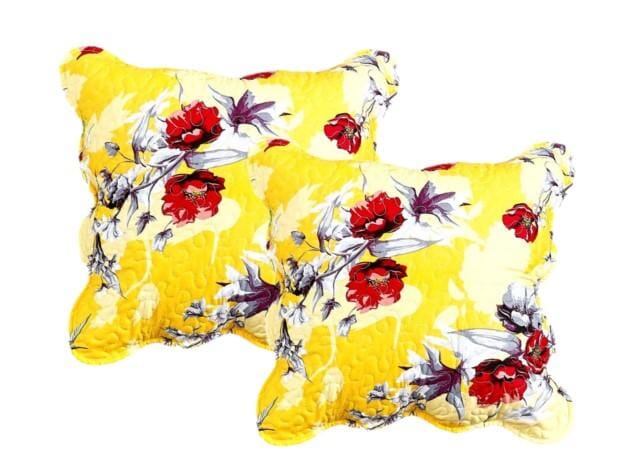 DaDa Bedding Set of 2 Sunshine Yellow Hummingbirds Floral Scalloped Throw Pillow Covers, 18
