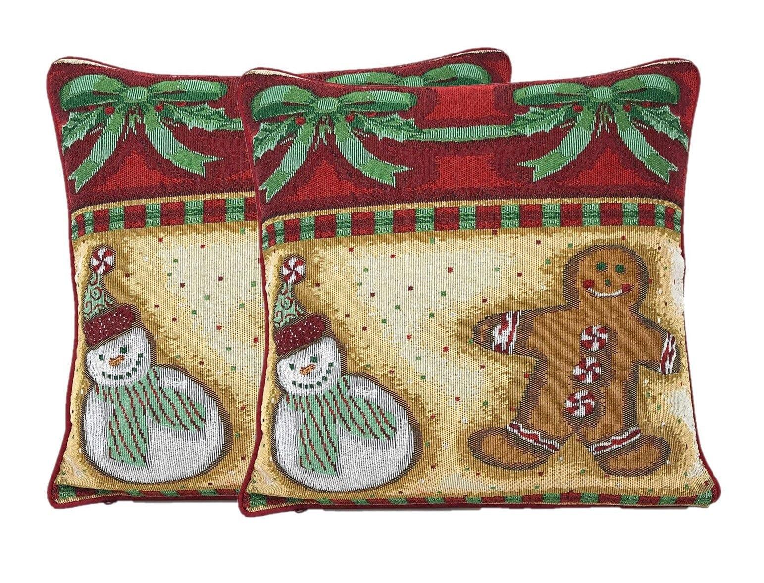DaDa Bedding Gingerbread Snowman Woven Tapestry Throw Pillow Covers 16