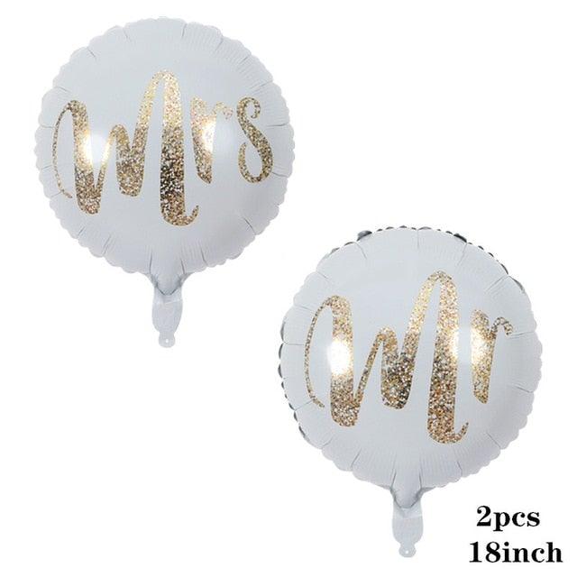 2pcs/lot Good Quality 36inch Round White and black Print Mr&Mrs Latex Balloons For Happy Wedding And  Valentine's Day