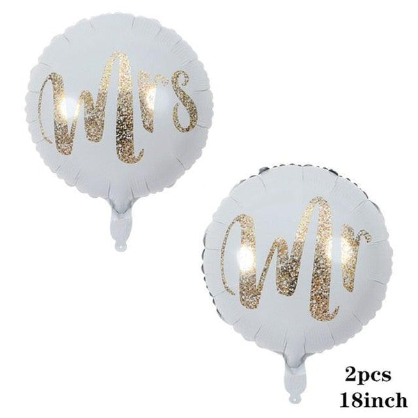 2pcs/lot Good Quality 36inch Round White and black Print Mr&Mrs Latex Balloons For Happy Wedding And  Valentine's Day