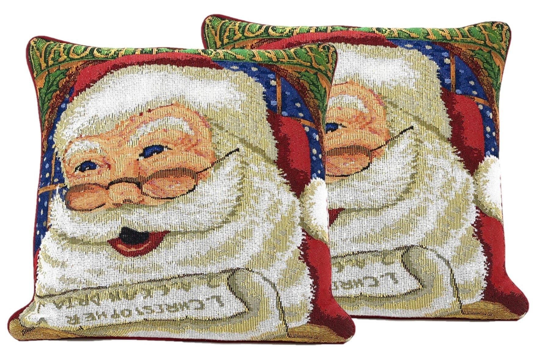 DaDa Bedding Naughty or Nice Santa Claus Christmas Woven Tapestry Throw Pillow Cover - 16