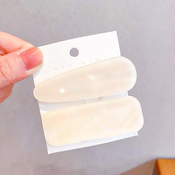 2PCS/Set Fashion WomenElegant Acrylic Geometric Hairpin Sweet Girl Hair Clip Marble Textured Barrettes Headband Gorgeous Hair Accessories For Women