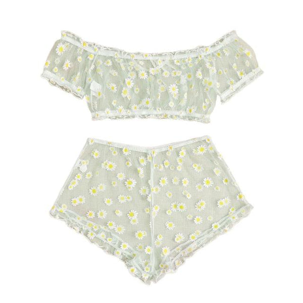 2PCS/Set Off Shoulder Lace Up Bikinis Women Sweet Women's Bathing Suit Two Piece Strap Swimsuit Swimwear Bikini Beachwear Set Casual Short Sleeve Suits Swimsuits Beachwear Bathing Suits