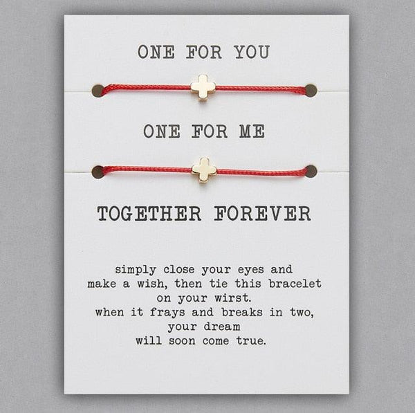 2pcs/set Together Forever Love Infinity 8 Charm Bracelet Red String Couple Bracelets Wish Jewelry Long Distance Matching Bracelets For Best Friend Mother Daughter 17-30cm