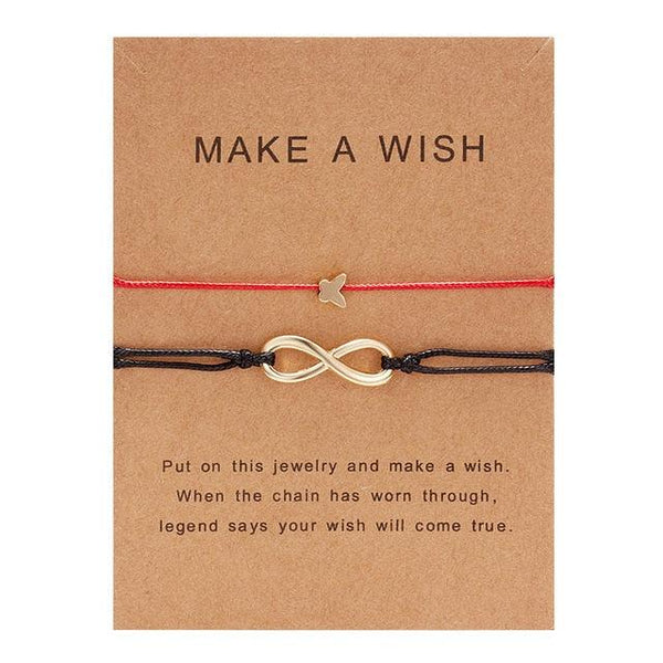 2pcs/set Together Forever Love Infinity 8 Charm Bracelet Red String Couple Bracelets Wish Jewelry Long Distance Matching Bracelets For Best Friend Mother Daughter 17-30cm