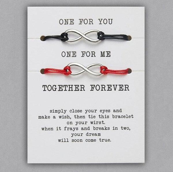 2pcs/set Together Forever Love Infinity 8 Charm Bracelet Red String Couple Bracelets Wish Jewelry Long Distance Matching Bracelets For Best Friend Mother Daughter 17-30cm