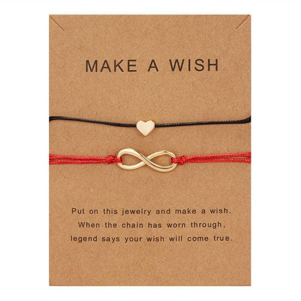 2pcs/set Together Forever Love Infinity 8 Charm Bracelet Red String Couple Bracelets Wish Jewelry Long Distance Matching Bracelets For Best Friend Mother Daughter 17-30cm