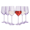 Set of 6 Colored Wine Glasses - 12 oz Hand Blown Italian Style Crystal Bordeaux Wine Glasses - Premium Stemmed Colored Glassware - Unique Drinking Glasses (6, Lavender Purple)