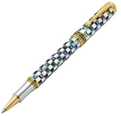 Xezo Maestro® Jubilee Classic of The Ocean Rollerball Pen - Paua Abalone & Oceanic White Mother of Pearl, 18K Gold Plated