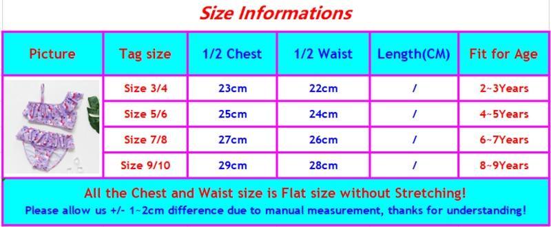 3-16Y Cartoon Two-piece Girls Swimwear Ruffle Swimsuit Bikini Set One Shoulder Beachwear Princess Two Piece Bathing Suit Children Swimwear Girls Swimsuit Bikini Set
