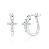 Sterling Silver Huggie Cross Earrings