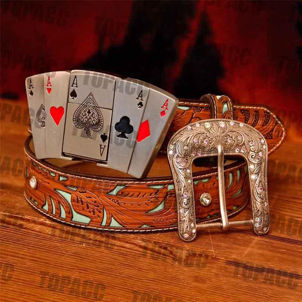 Poker Illuminated Buckle - Turquoise Belt - Gifts for You 'n Me