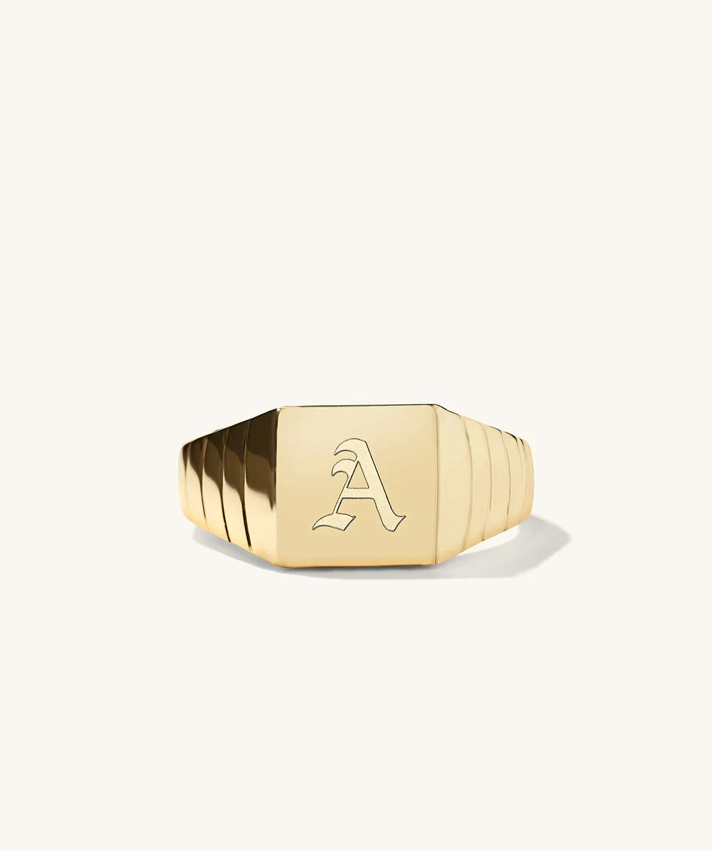 Square Signet Gold Ring - Size 8 - Mens