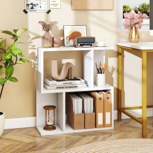 3-Tier Bookshelf with Display Shelf for Small Space-White