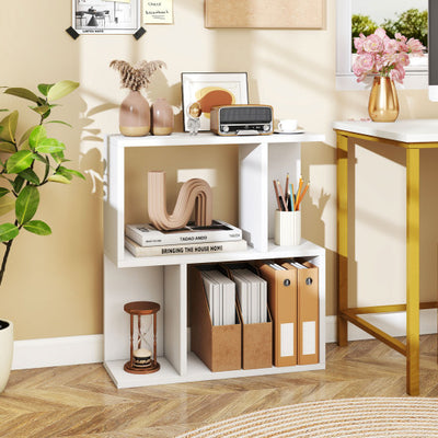 3-Tier Bookshelf with Display Shelf for Small Space-White