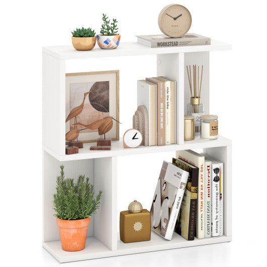 3-Tier Bookshelf with Display Shelf for Small Space-White